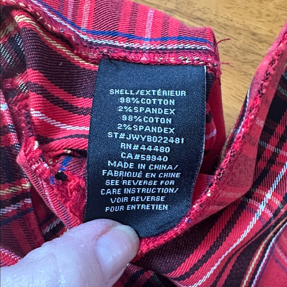 Chic Red Plaid Women's Straight Leg Pants - Picture 8 of 9